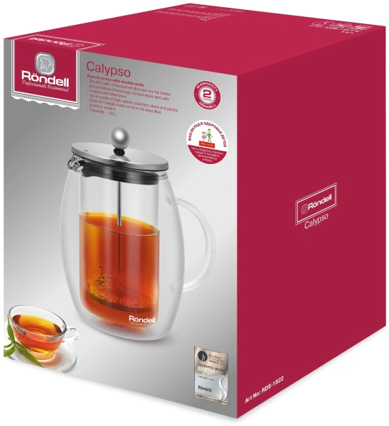 Френч-пресс Rondell Calypso RDS-1822 1л прозрачный
