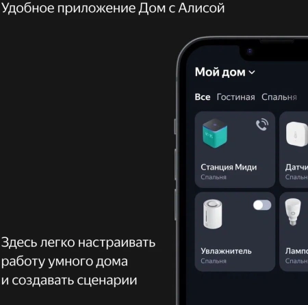 Умная колонка Yandex Станция Миди YNDX-00054BLK голос.п.:Алиса черный 24W 1.0 BT/Wi-Fi 10м