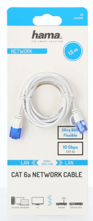 Кабель Hama H-200689 RJ-45 (m) RJ-45 (m) 1.5м (00200689) белый плоский