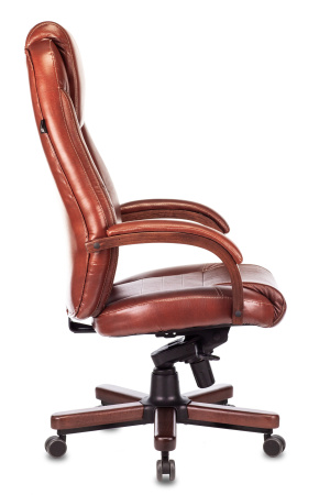 Кресло руководителя Бюрократ T-9923WALNUT светло-коричневый Leather Eichel кожа крестов. металл/дерево