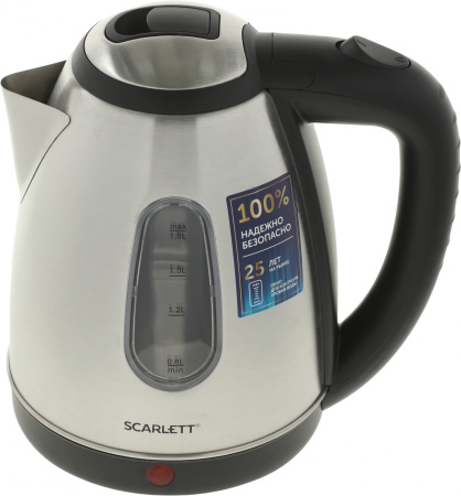 Чайник электрический Scarlett SC-EK21S88 1.8л. 2200Вт черный/серебристый (корпус: нержавеющая сталь)