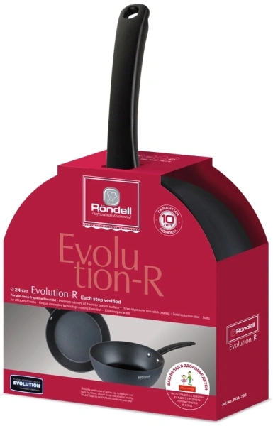 Сковорода Rondell Evolution-R RDA-796 круглая 24см покрытие: Evolution ручка несъемная (без крышки) графитовый