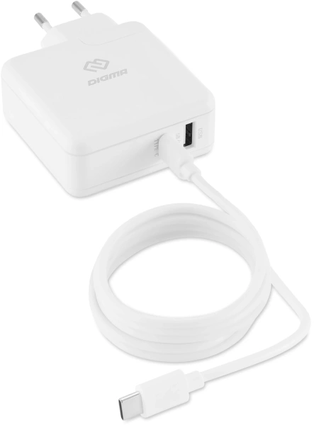 Сетевое зар./устр. Digma DGPD-45W-WG 45W 3A+2.4A (PD) USB-C/USB-A универсальное белый