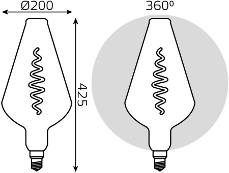 Лампа филам. Gauss Filament Vase 8.5Вт цок.:E27 свеча 220B 1800K св.свеч.бел.теп. (упак.:1шт) (180802005)