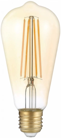Лампа филам. Gauss Filament ST64 8Вт цок.:E27 (упак.:10шт) эдисон 220B св.свеч.бел.теп. (157802008)