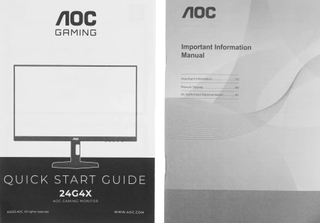 Монитор AOC 23.8" 24G4X IPS FHD чер HDMI DP M/M HAS Piv 180Hz 300cd In