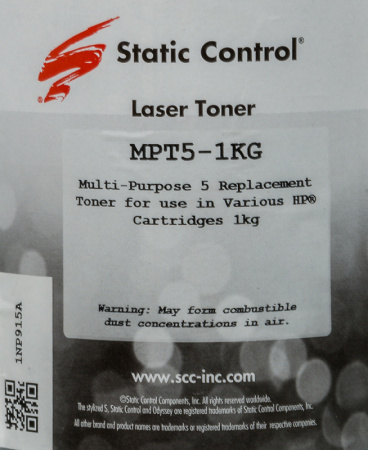 Тонер Static Control MPT5-1KG черный флакон 1000гр. для принтера HP LJ1200/4100/5000
