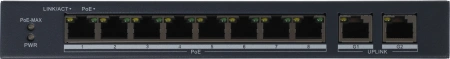 Коммутатор HiWatch DS-S1008P 8x100Мбит/с 2x1Гбит/с 8PoE+ 60W неуправляемый