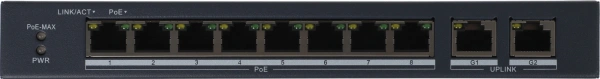 Коммутатор HiWatch DS-S1008P 8x100Мбит/с 2x1Гбит/с 8PoE+ 60W неуправляемый
