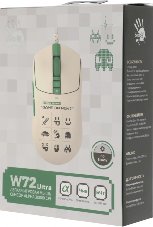 Мышь A4Tech Bloody W72 Ultra Pixels Green рисунок/бежевый/зеленый оптическая 20000dpi USB 6but (W72 ULTRA)