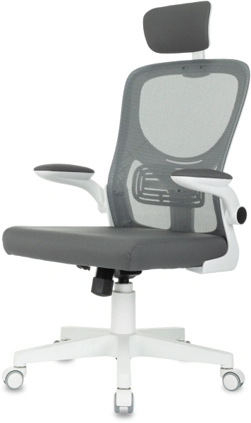 Кресло Бюрократ ASTER NH-W темно-серый TW-04 Neo Grey сетка/ткань с подголов. крестов. пластик пластик белый