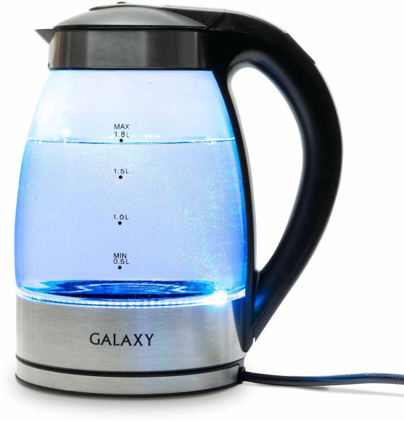 Чайник Galaxy Line GL 0556 1.8л. 2200Вт нержавеющая сталь/черный (стекло/металл/пластик)