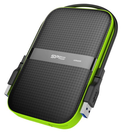 Жесткий диск Silicon Power USB 3.0 2Tb SP020TBPHDA60S3K A60 SP020TBPHDA60S3K Armor 2.5" черный/зеленый