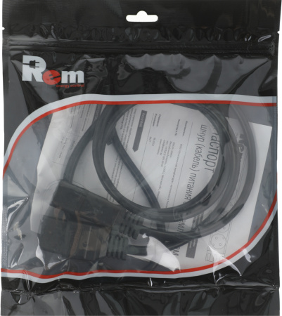 Шнур питания Rem R-16-Cord-C19-C20-1.8 C19-C20 проводник.:3x1мм2 1.8м 220В 16А (упак.:1шт) черный