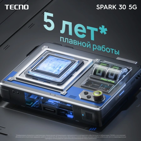 Смартфон Tecno Spark 30 5G 128Gb 6Gb белый моноблок 3G 4G 2Sim 6.67" 720x1600 Android 14 108Mpix 802.11 a/b/g/n/ac NFC GPS GSM900/1800 TouchSc Protect FM microSD max1024Gb