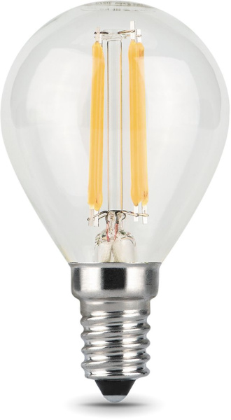 Лампа филам. Gauss Filament 9Вт цок.:E14 шар 220B 4100K св.свеч.бел.нейт. (упак.:10шт) (105801209)