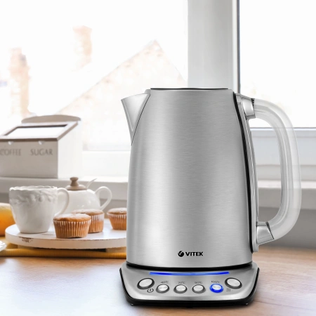 Чайник электрический Vitek VT-7089 1.7л. 2200Вт серебристый корпус: нерж.сталь