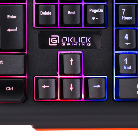 Клавиатура Оклик 717G BLACK DEATH черный/серый USB Multimedia for gamer LED