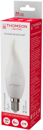 Лампа светодиодная Thomson TH-B2025 6Вт цок.:E14 свеча 220B 3000K св.свеч.бел.теп. Tail Candle (упак.:1шт)