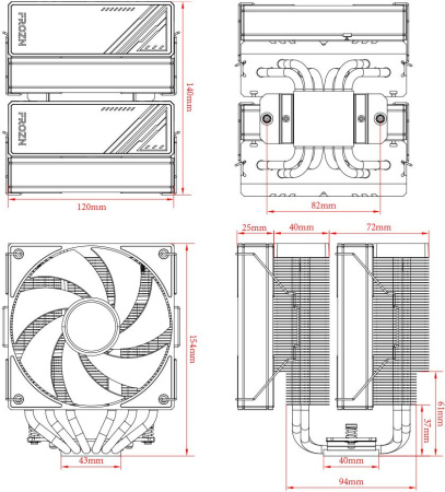 Устройство охлаждения(кулер) ID-Cooling Frozn A620 Soc-AM5/AM4/1151/1200/2066/1700 4-pin 29.85dB Al+