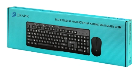Клавиатура + мышь Оклик 225M клав:черный мышь:черный USB беспроводная Multimedia (1454537)