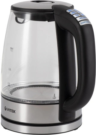Чайник электрический Vitek VT-8828 1.7л. 2200Вт серебристый корпус: стекло/металл