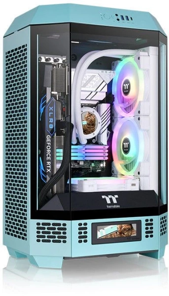 Корпус Thermaltake The Tower 300 Turquoise голубой без БП miniITX 7x120mm 5x140mm 2xUSB3.0 audio bot