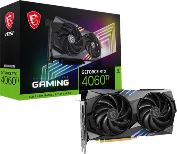Видеокарта MSI PCI-E 4.0 RTX 4060 Ti GAMING 8G NV RTX4060TI 8Gb 128bit GDDR6 2550/18000/HDMIx1/DPx3/
