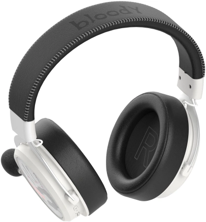 Наушники с микрофоном A4Tech Bloody MR590 Sports белый/черный 1.5м мониторные BT/Radio/3.5mm (MR590+