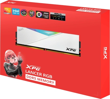 Память DDR5 2x16GB 6400MHz A-Data AX5U6400C3216G-DCLARWH XPG Lancer RGB RTL PC5-51200 CL32 DIMM 288-pin 1.4В kit dual rank с радиатором Ret