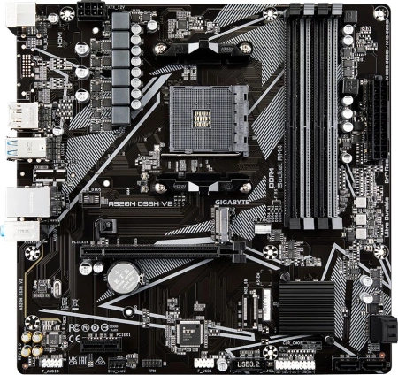 Материнская плата Gigabyte A520M DS3H V2 Soc-AM4 AMD A520 4xDDR4 mATX AC`97 8ch(7.1) GbLAN RAID+HDMI