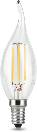 Лампа филам. Gauss Filament 5Вт цок.:E14 свеча 220B св.свеч.бел.нейт. (упак.:10шт) (104801205-D)