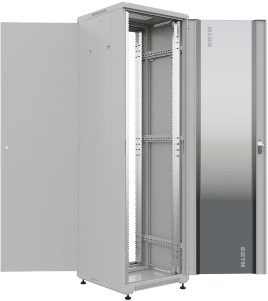 Шкаф коммутационный NTSS Премиум (NTSS-R32U6060GS) напольный 32U 600x600мм пер.дв.стекл металл 900кг серый 510мм 63.2кг 1542мм IP20 сталь