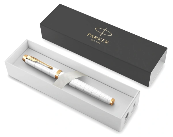 Ручка перьев. Parker IM Premium F318 (CW2143649) Pearl GT F сталь нержавеющая подар.кор.