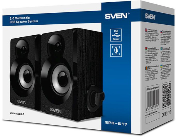 Колонки Sven SPS-517 2.0 черный 6Вт