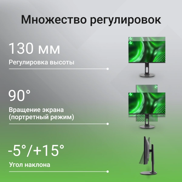 Монитор Digma 23.8" Progress 24P505F IPS FHD чер 5ms HDMI DP VGA M/M HAS Piv 100Hz 250cd In