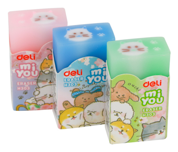 Ластик Deli MiYou EH303 прямоугольный 40x22x12мм ассорти индивидуальная картонная упаковка