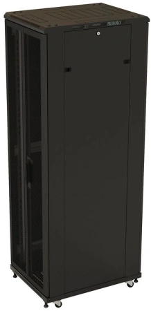 Шкаф серверный Hyperline (TTBR-4262-DD-RAL9004) напольный 42U 600x1200мм пер.дв.перфор.2ств. задн.дв