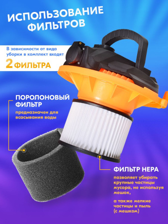 Строительный пылесос Вихрь СП-1500/30 1500Вт (уборка: сухая/влажная) серый
