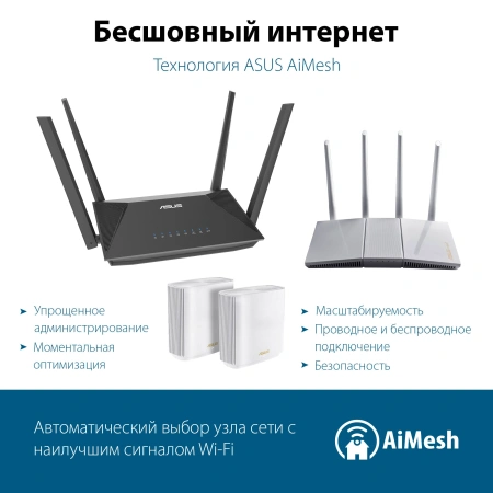 Роутер беспроводной Asus RT-AX52 AX1800 10/100/1000BASE-TX черный