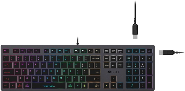 Клавиатура A4Tech Fstyler FX60H серый USB slim LED (FX60H GREY/NEON)