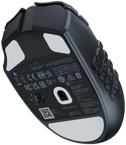 Мышь Razer Naga V2 HyperSpeed черный оптическая 30000dpi беспров. BT/Radio для ноутбука 17but (RZ01-03600100-R3G1)