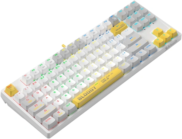 Клавиатура A4Tech Bloody S87 Energy механическая белый/желтый USB for gamer LED (S87 USB ENERGY WHIT