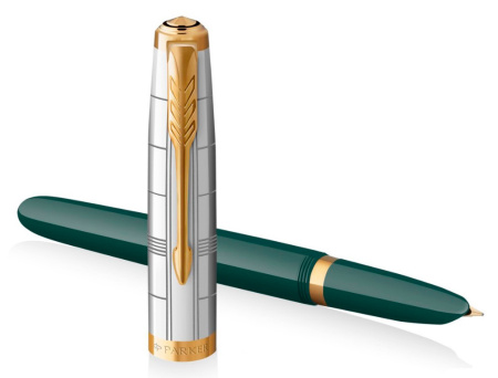 Ручка перьев. Parker 51 Premium (CW2169074) Forest Green GT F сталь нержавеющая подар.кор.