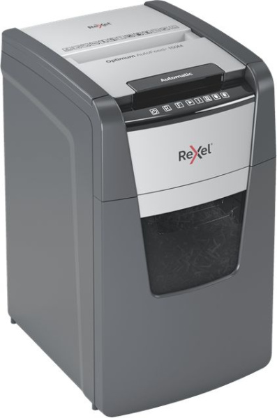 Шредер Rexel Optimum AutoFeed 150M черный с автоподачей (секр.P-5) фрагменты 150лист. 44лтр. скрепки скобы пл.карты