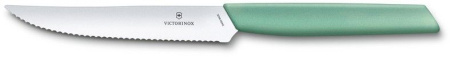 Нож кухонный Victorinox Swiss Modern (6.9006.12W41) стальной столовый для стейка лезв.120мм серрейт. заточка мятный