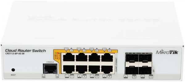 Коммутатор MikroTik CRS112-8P-4S-IN 8G 4SFP 8PoE+ управляемый