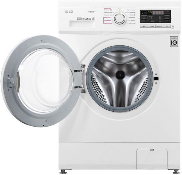 Стиральная машина LG F1296NDS0 класс: A загр.фронтальная макс.:6кг белый инвертер