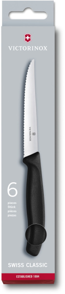 Набор ножей кухон. Victorinox Swiss Classic Steak (6.7233.6) компл.:6шт черный