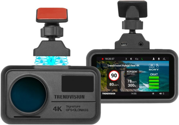 Видеорегистратор с радар-детектором TrendVision Hybrid Signature Real 4K Max GPS ГЛОНАСС черный
